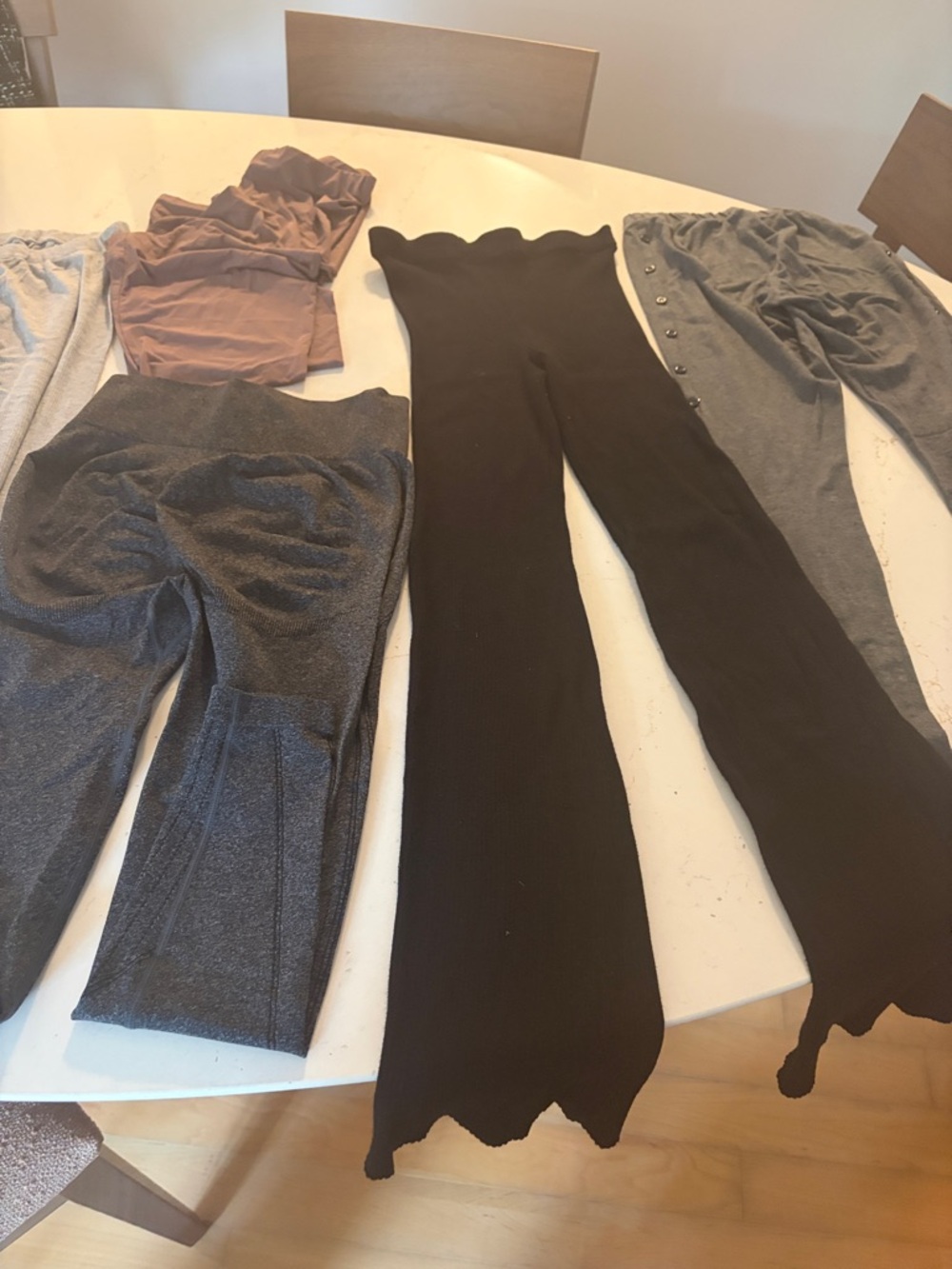 Mixed Ribbed and Knit Leggings Bundle - Black, Gray, Taupe - Picture 4 of 5